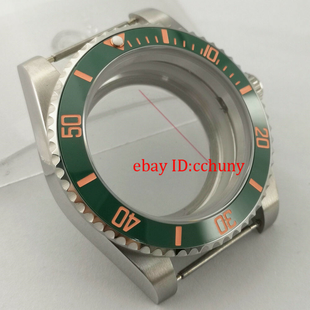 40mm Sapphire Watch Case Green ceramics Bezel Pink Number Fit NH35 NH36 Movement