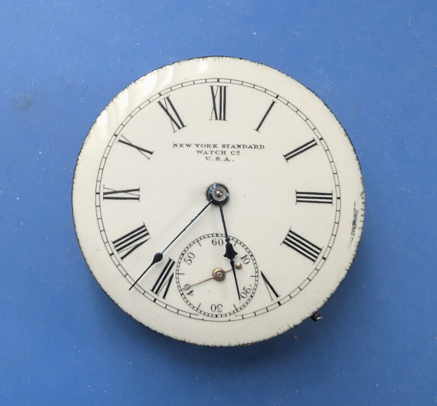 VINTAGE 6 SIZE NY STANDARD GRADE 44 HUNTING POCKET WATCH MOVEMENT OVERBANKED