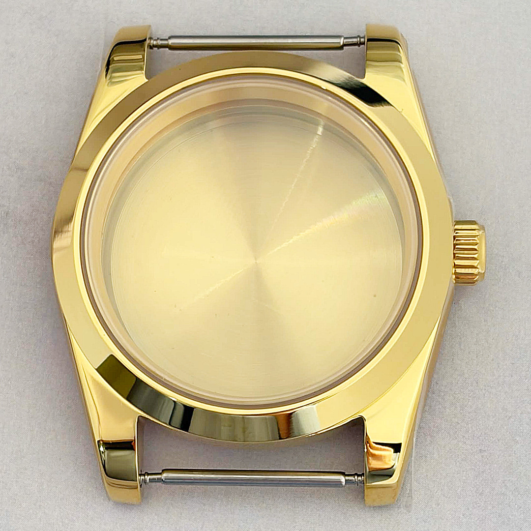 36mm Gold Stainless Steel Sapphire Watch Case Modify Kit For Nh35 Nh36Movement