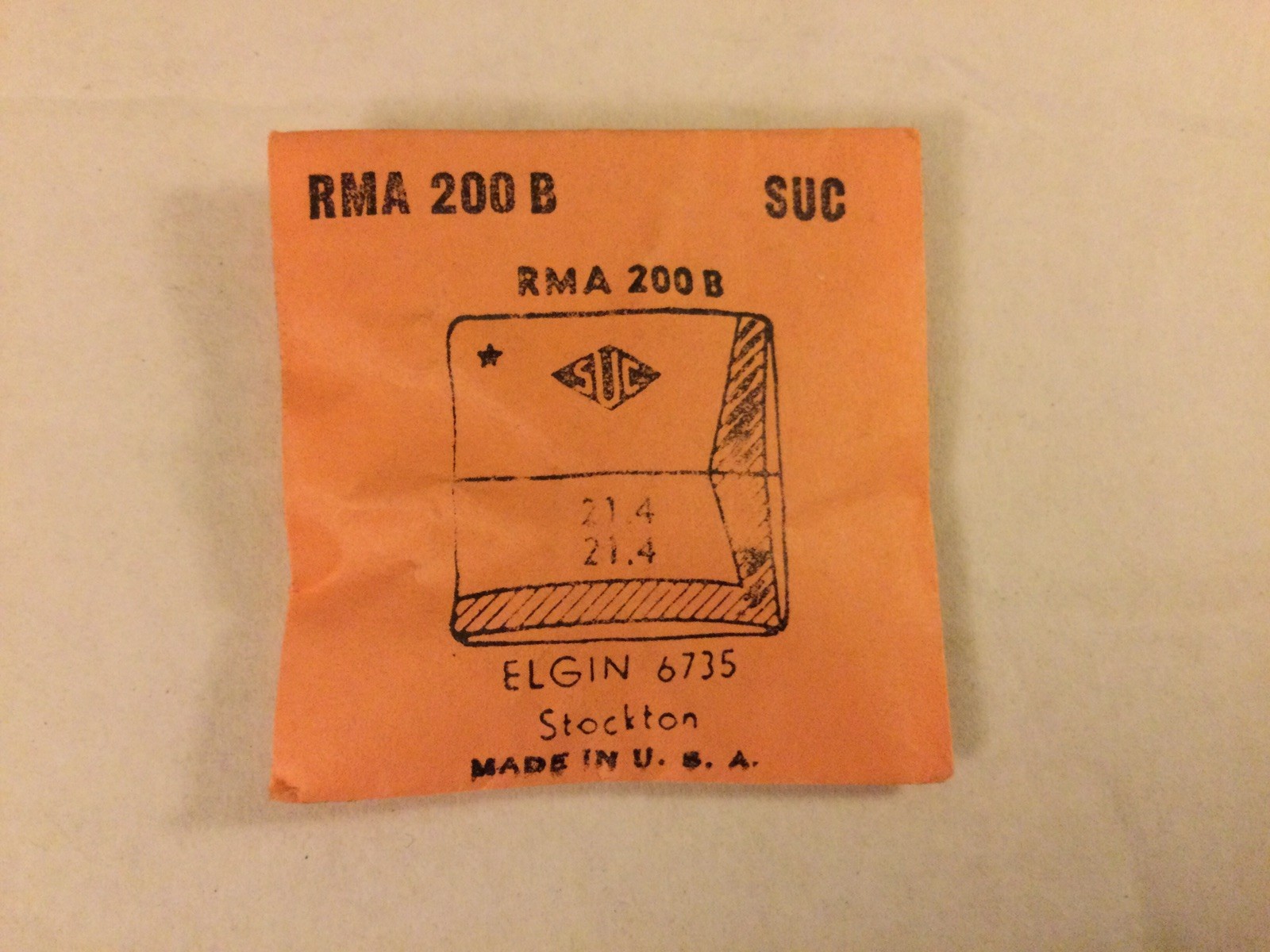 RMA200B SUC Watch Crystal For Elgin 6735 Stockton – 21.4 x 21.4 mm – New