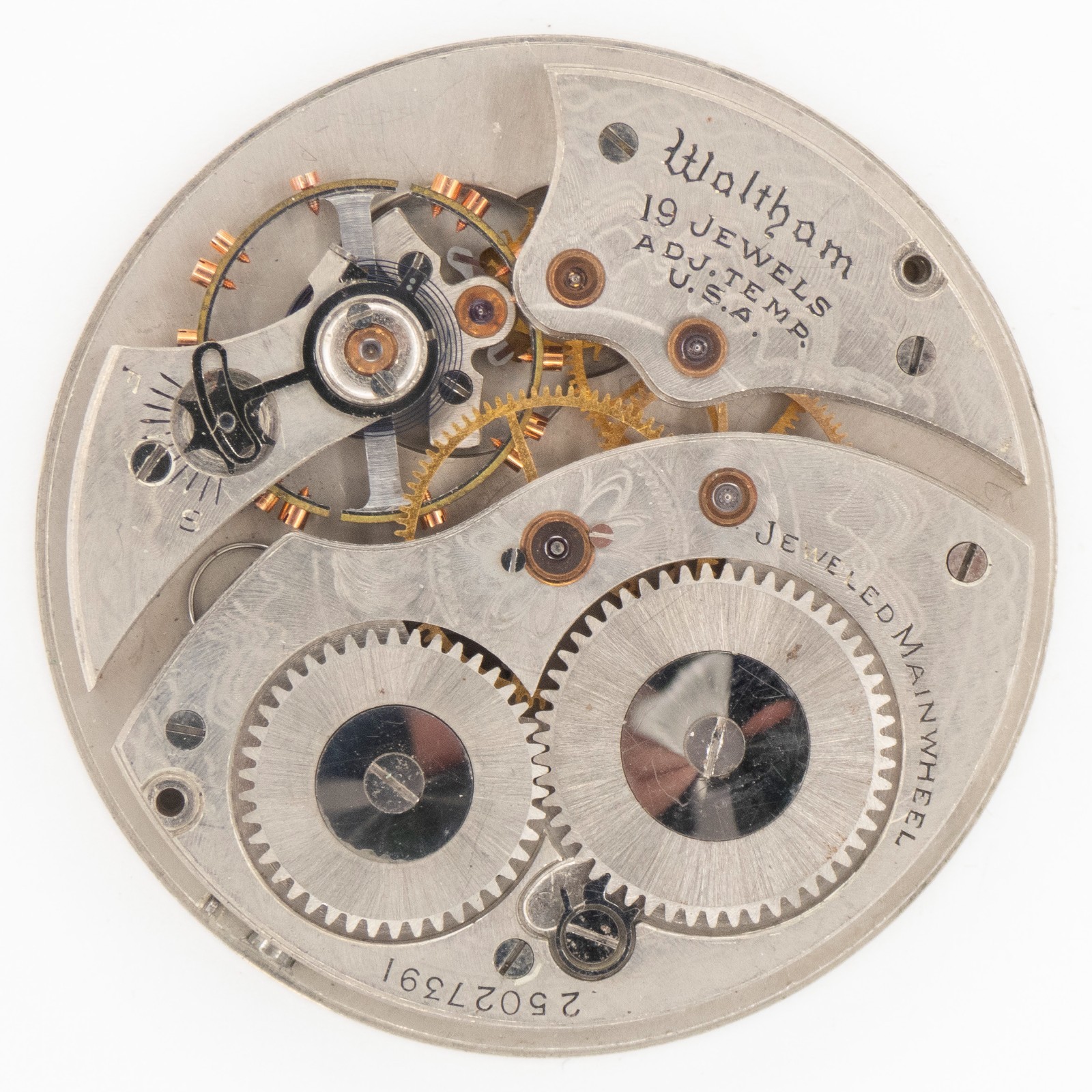Waltham Grade Premier Model 1894 12-Size 19-Jewel Antique Pocket Watch Movement