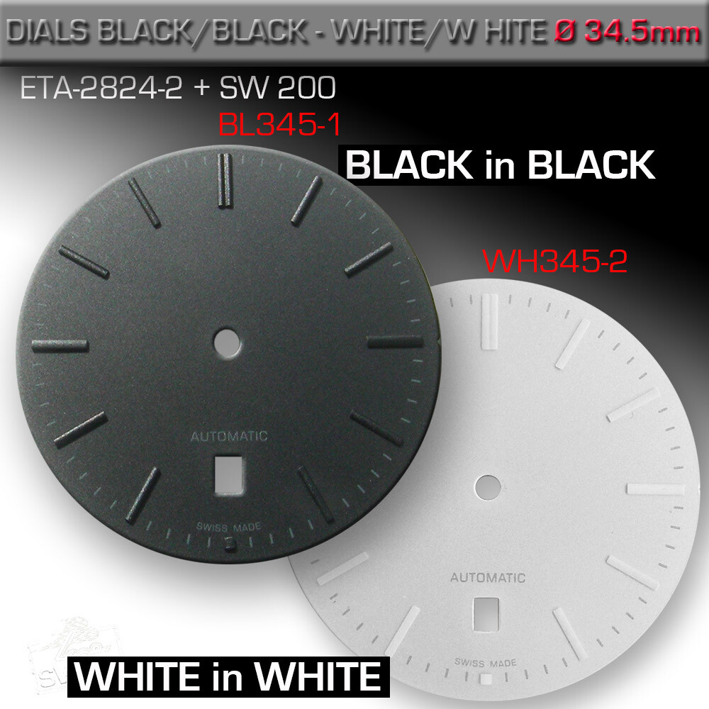 DIAL, ETA 2824-2 + SW 200, Ø 34.5 MM, DATE 6, BLACK + WHITE