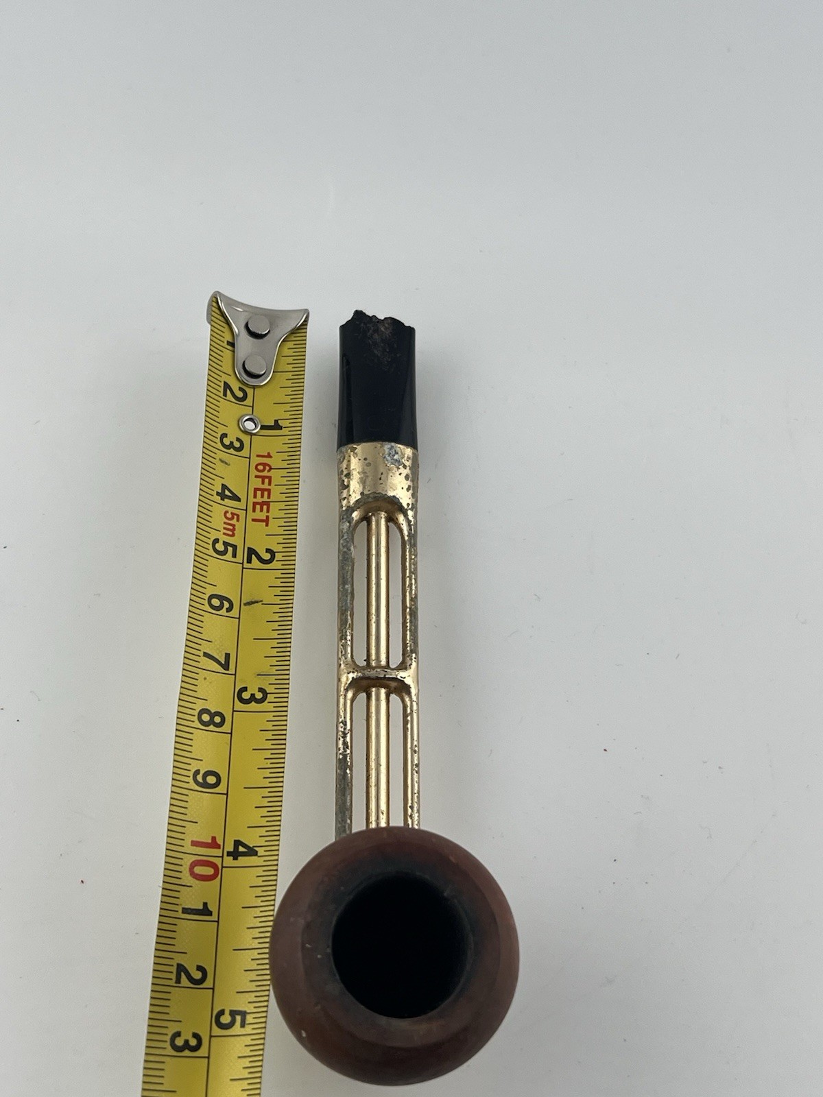 Vintage Briar Tobacco Pipe Gold Tone Stem Repair Project Parts