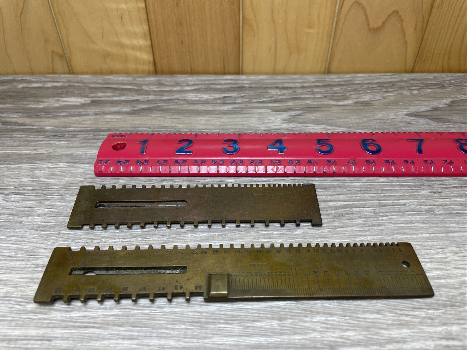 2 Clockmaker’s/Watchmaker’s Estate Antique Heavy Brass Peer Mainspring Gauge