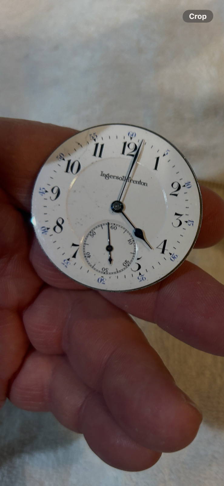 Ingersoll Trenton 15 Jewel 3 Finger Bridge Pocket Watch Movement Sunk Dial