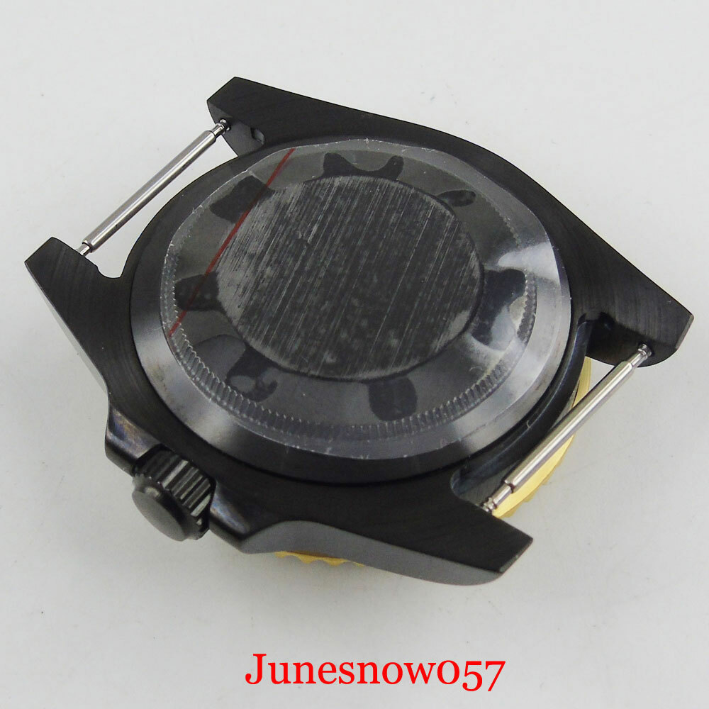 PVD Plated 40mm Watch Case with Sapphire Glass Fit MIYOTA Movement Gold Bezel