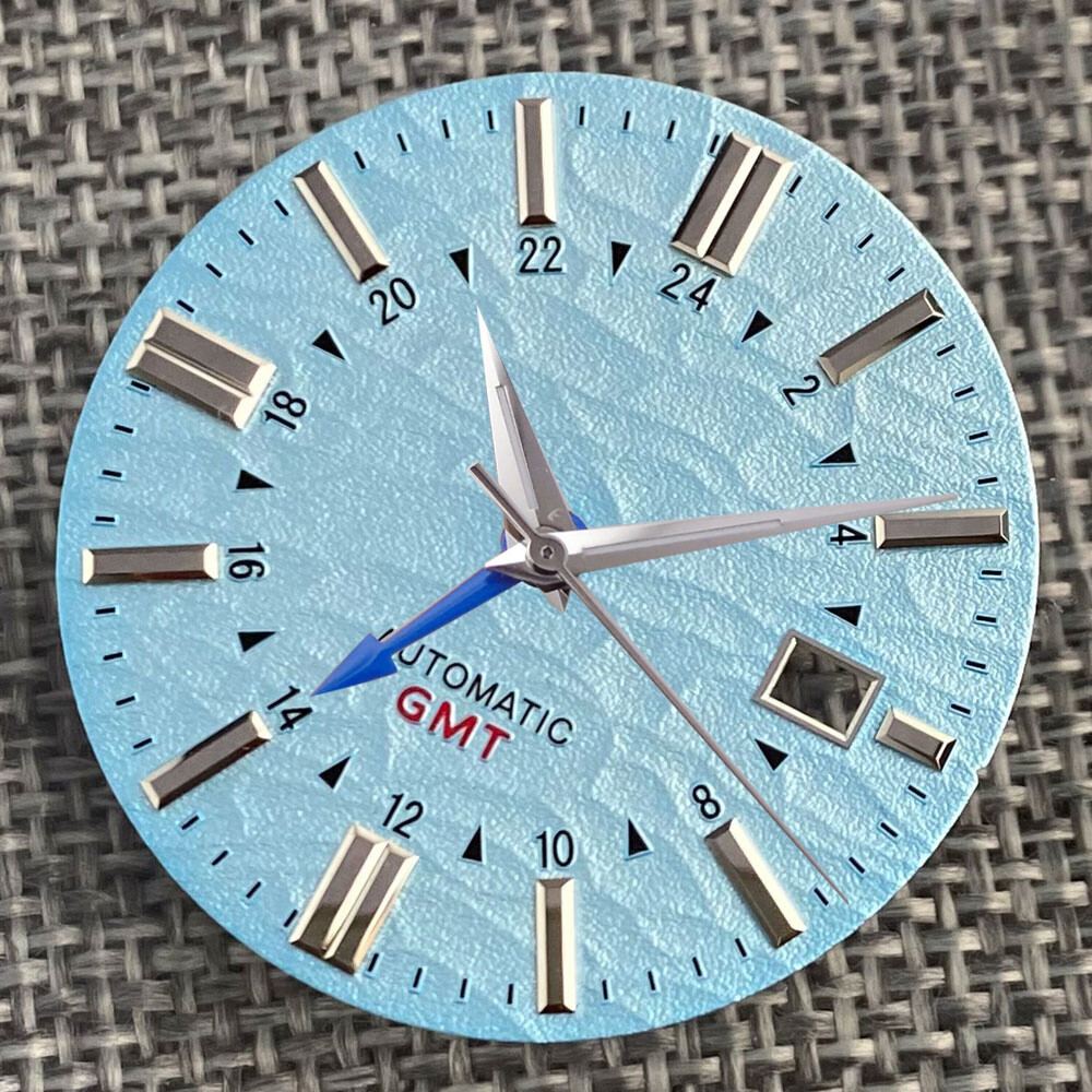 33.5mm Sky Blue White Black Watch Dial Hand fit NH34A NH34 GMT Accessories Parts