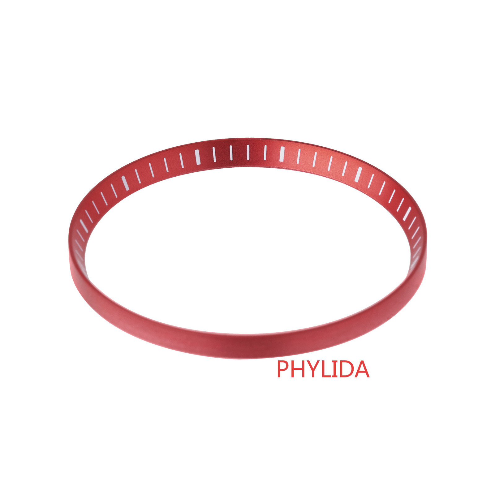 SKX007/SRPD Stainless Steel Chapter Ring: Matte Red Finish with White Markers