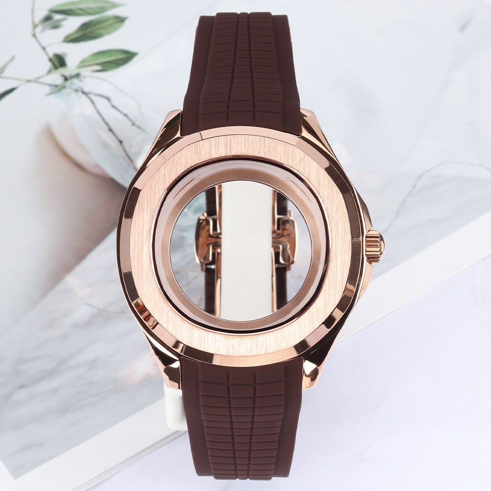 FEIYASHI 45mm Rose Gold Steel NH35 Watch Case Strap Sapphire For Seiko NH35 NH36