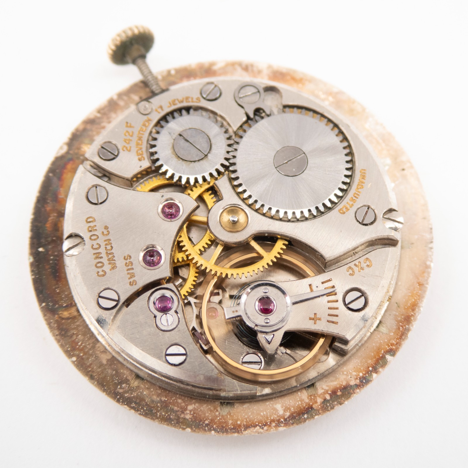 Vintage Tiffany / Concord Caliber 242F 17-Jewel Wristwatch Movement, Keeps Time