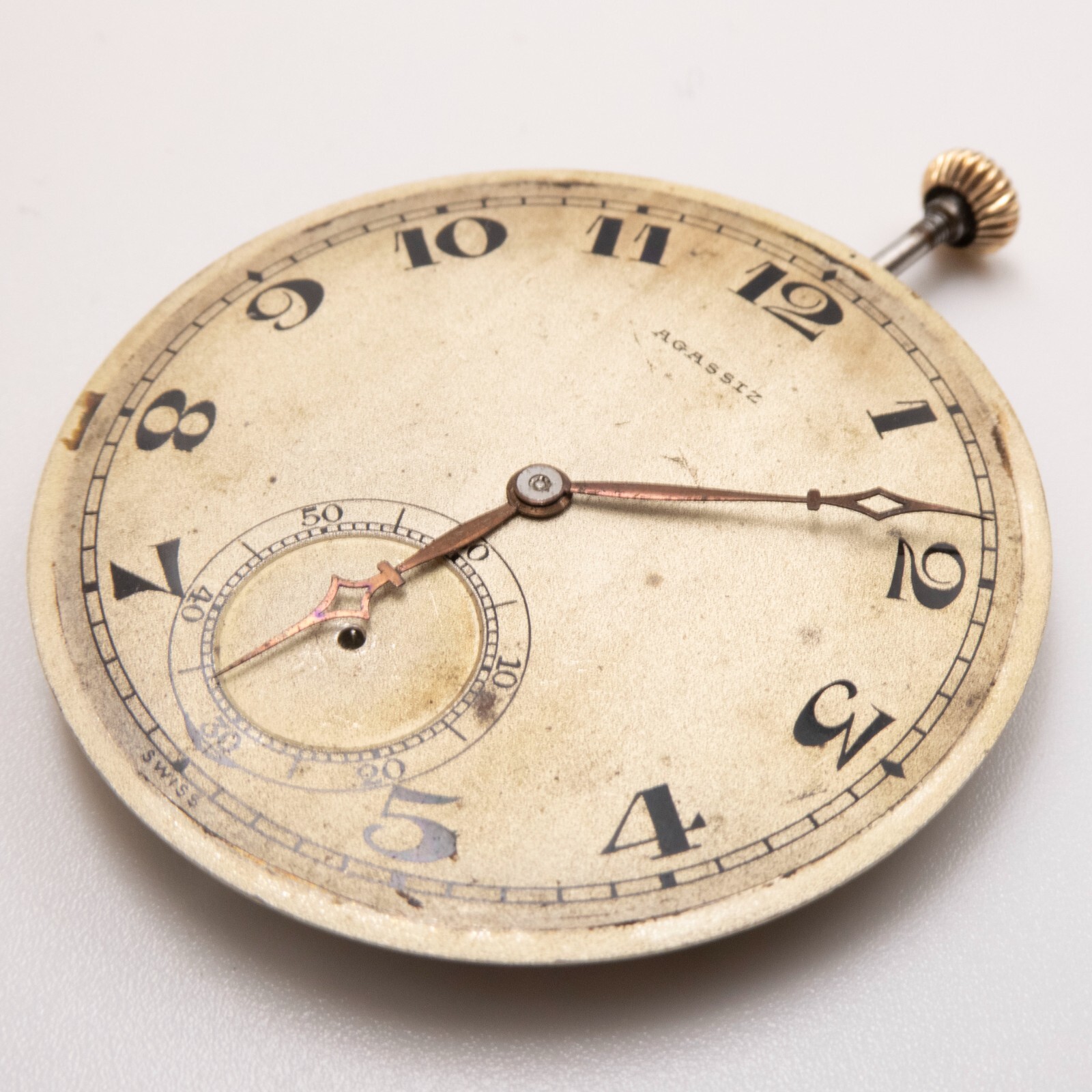 Agassiz 38.7 x 5.1 mm mm 17-Jewel Antique Pocket Watch Movement, Keeps Time