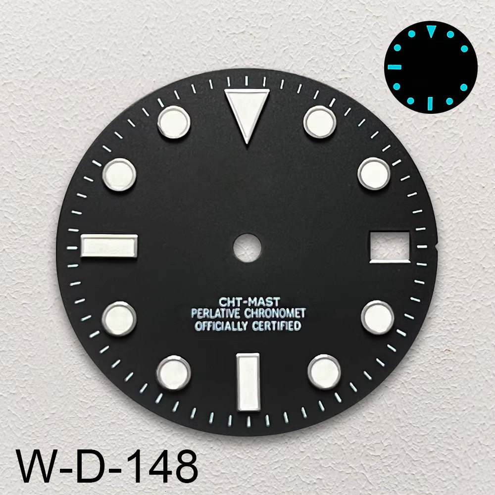 28.5Mm S Logo Sunburst Dial Fit NH35/NH36/4R/7S Japanese Movement Ice Blue Lumin