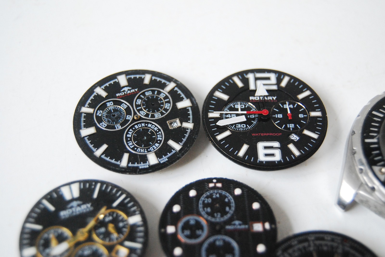 COLLECTION OF ROTARY AQUASPEED CHRONOGRAPH PARTS, DIALS, CASE ETC