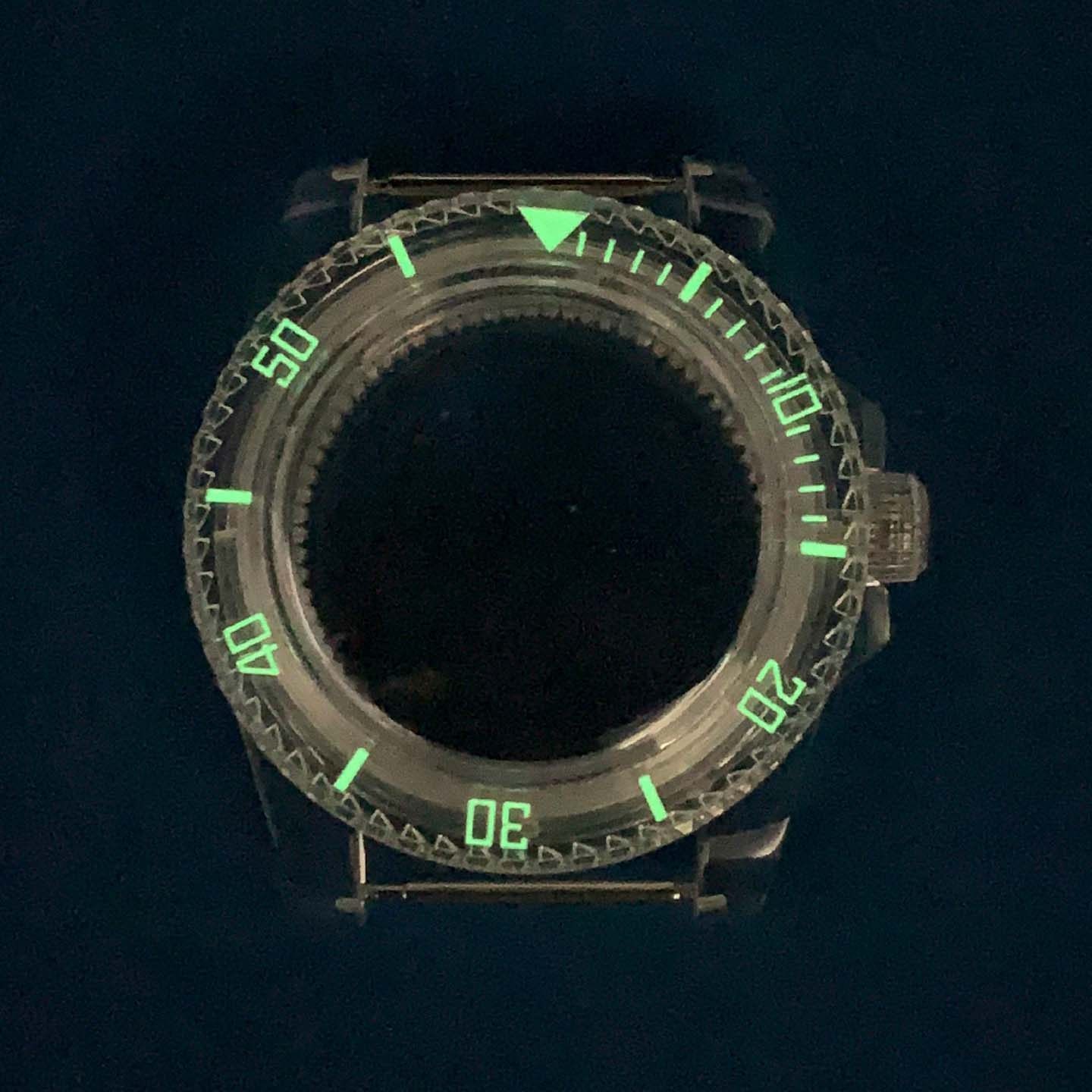 40mm Luminous Acrylic Crystal Transparent Mod Watch Case For NH35 NH36 Movement