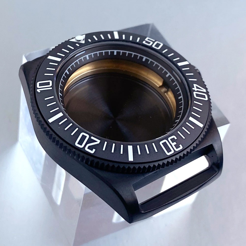 Lightweight 42MM Titanium Black PVD Watch Case set Fit FXD Japan NH34 NH35 NH36