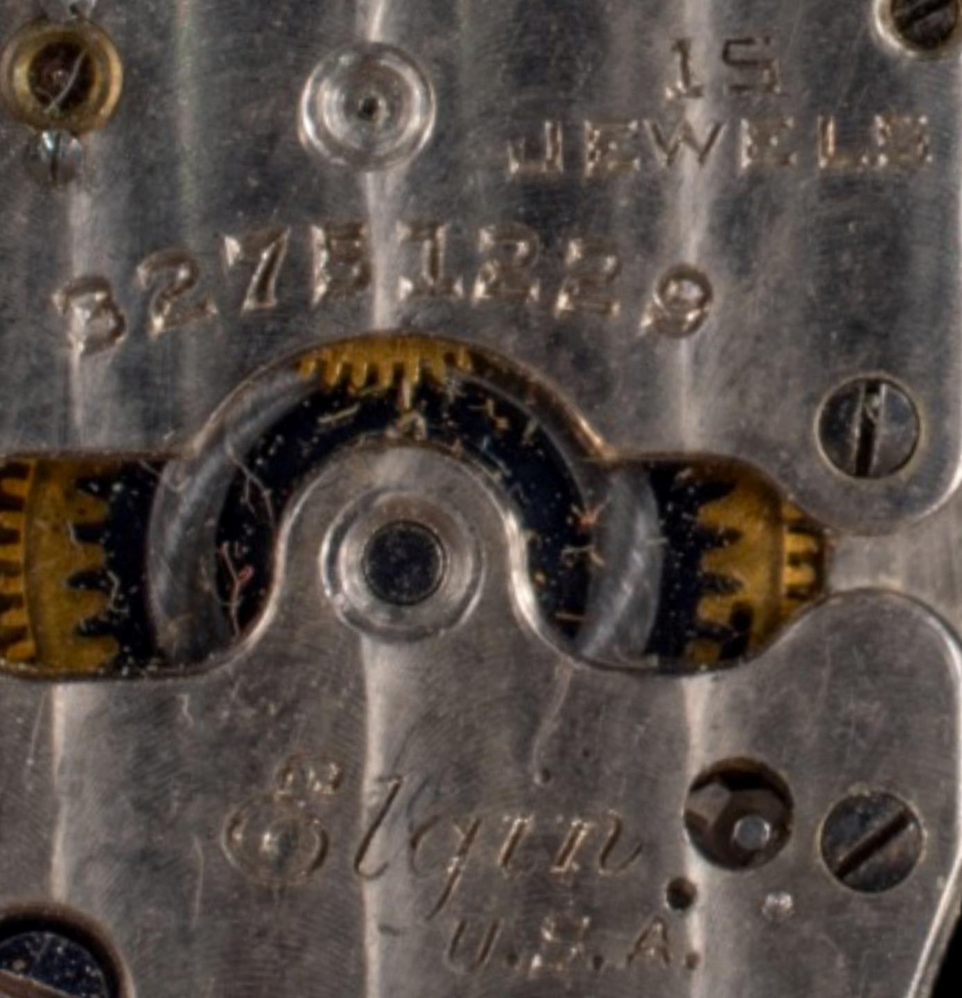 ELGIN 15 Jewel Silver with Black Numbers