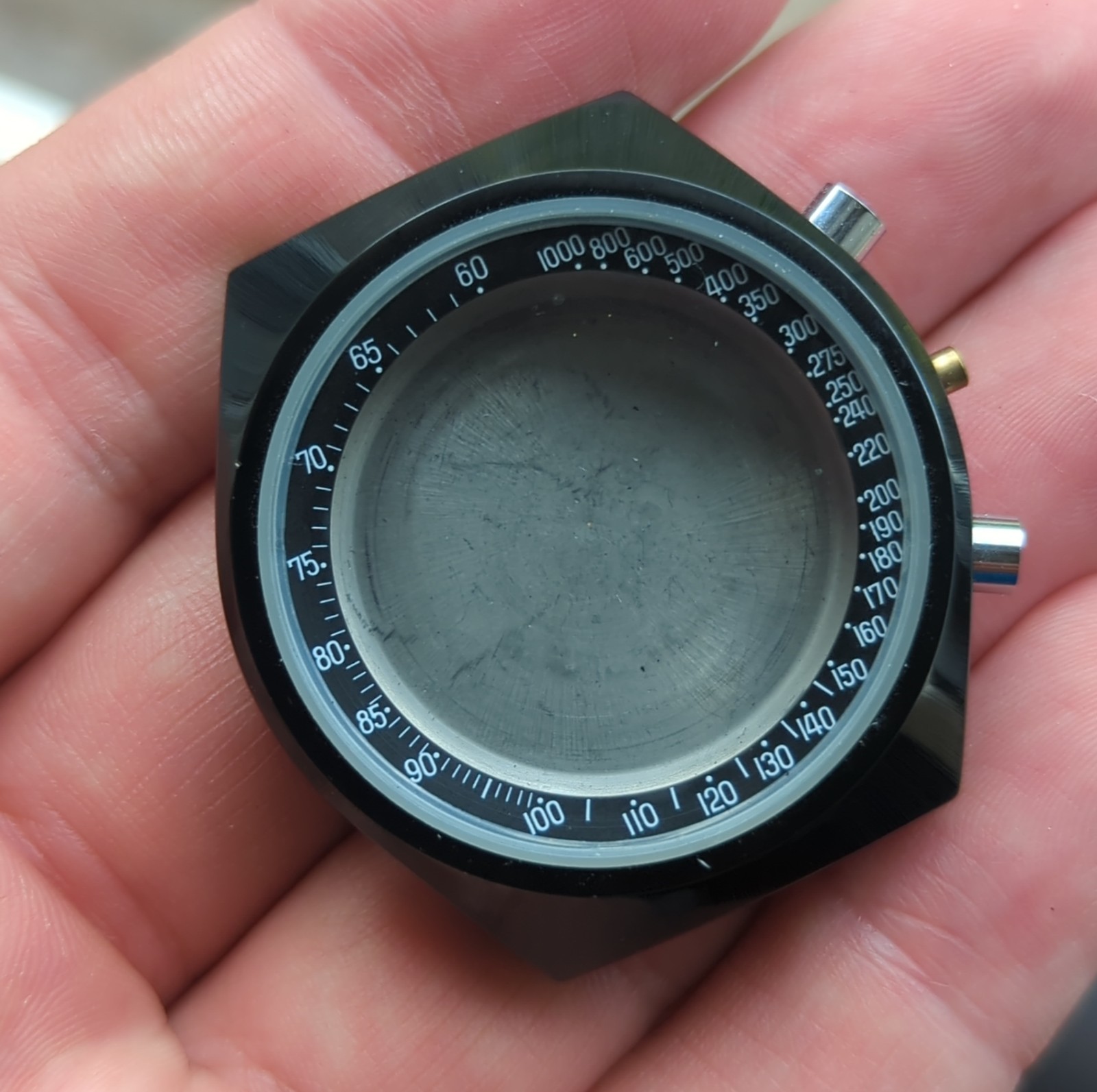 Valjoux Chronograph PVD Black Watch Case For Movement Rehoming 1970s (BS12)