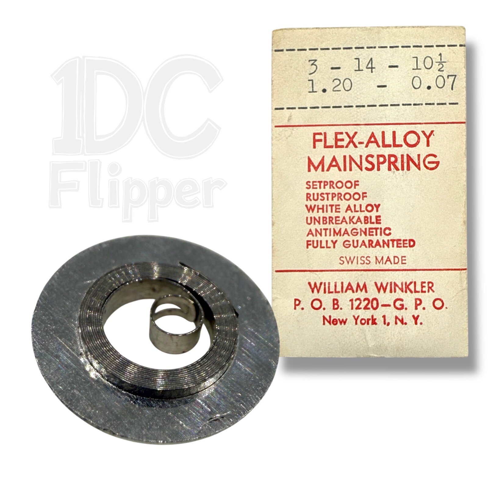 Mainspring 1.20 x 0.07 x 10.5 Alloy Watch Part Denn. 3 x 14 x 10 1/2 NOS Read!