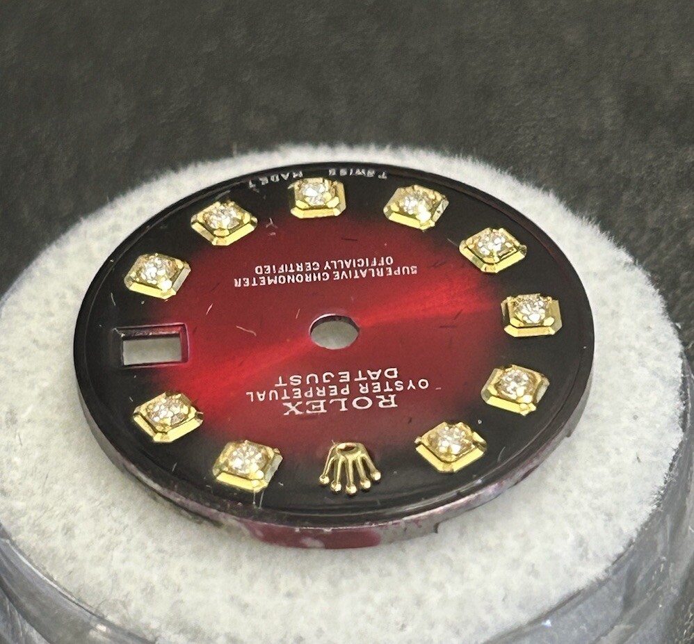 Rolex Ladies Datejust/President Custom Red Vignette Diamond Dial For 26mm Watch