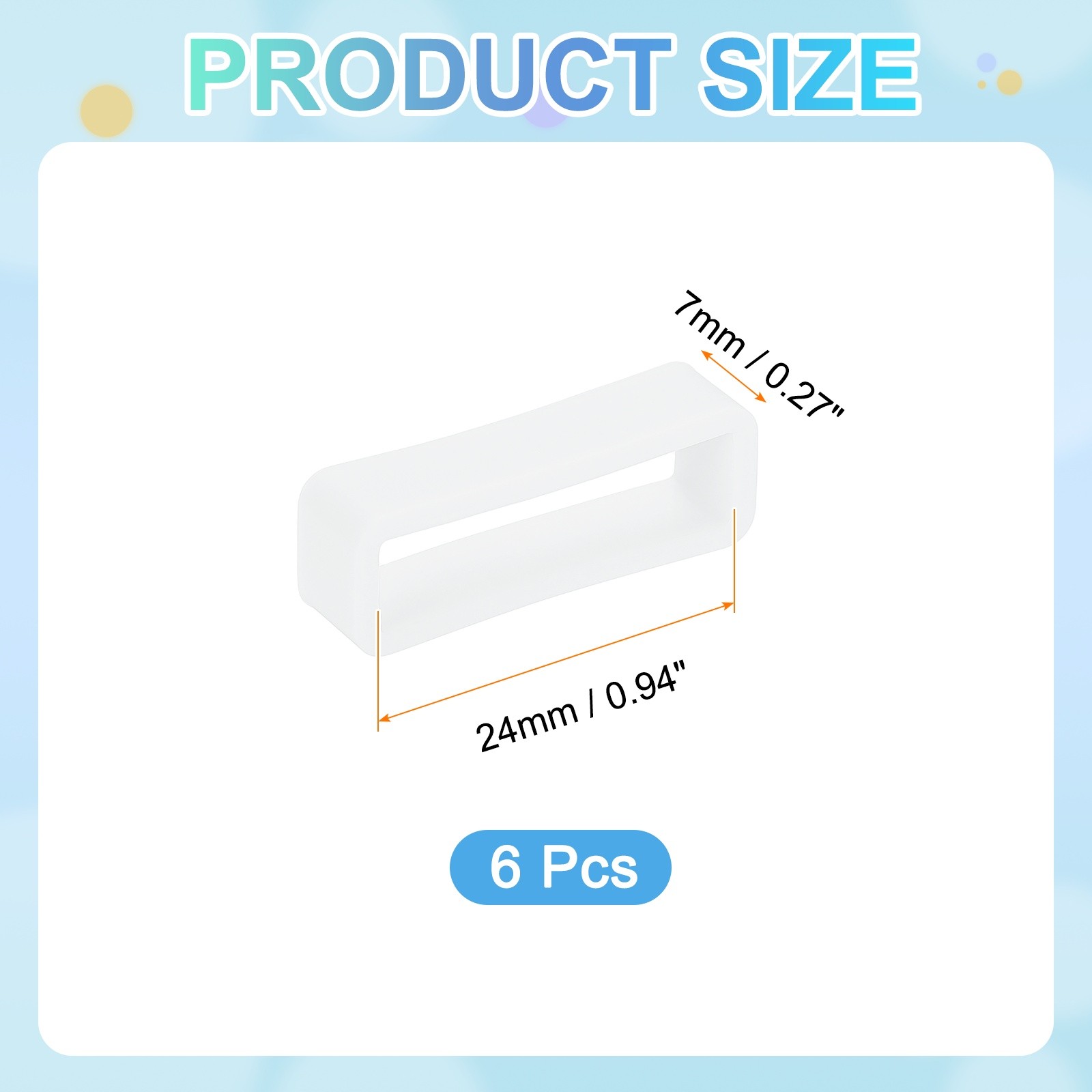 6pcs 24mm Silicone Watch Strap, Clear Ring