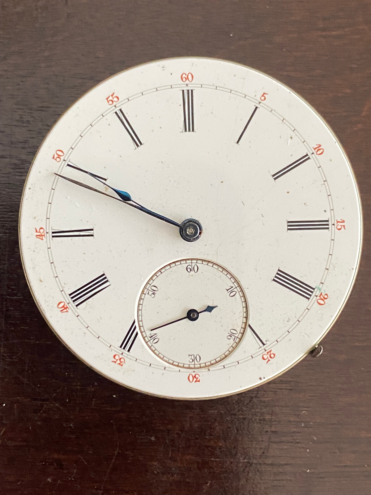 VINTAGE 40.94MM AGGSSIZ POCKET WATCH MOVEMENT, PRIVATE LABEL. KEEPING TIME