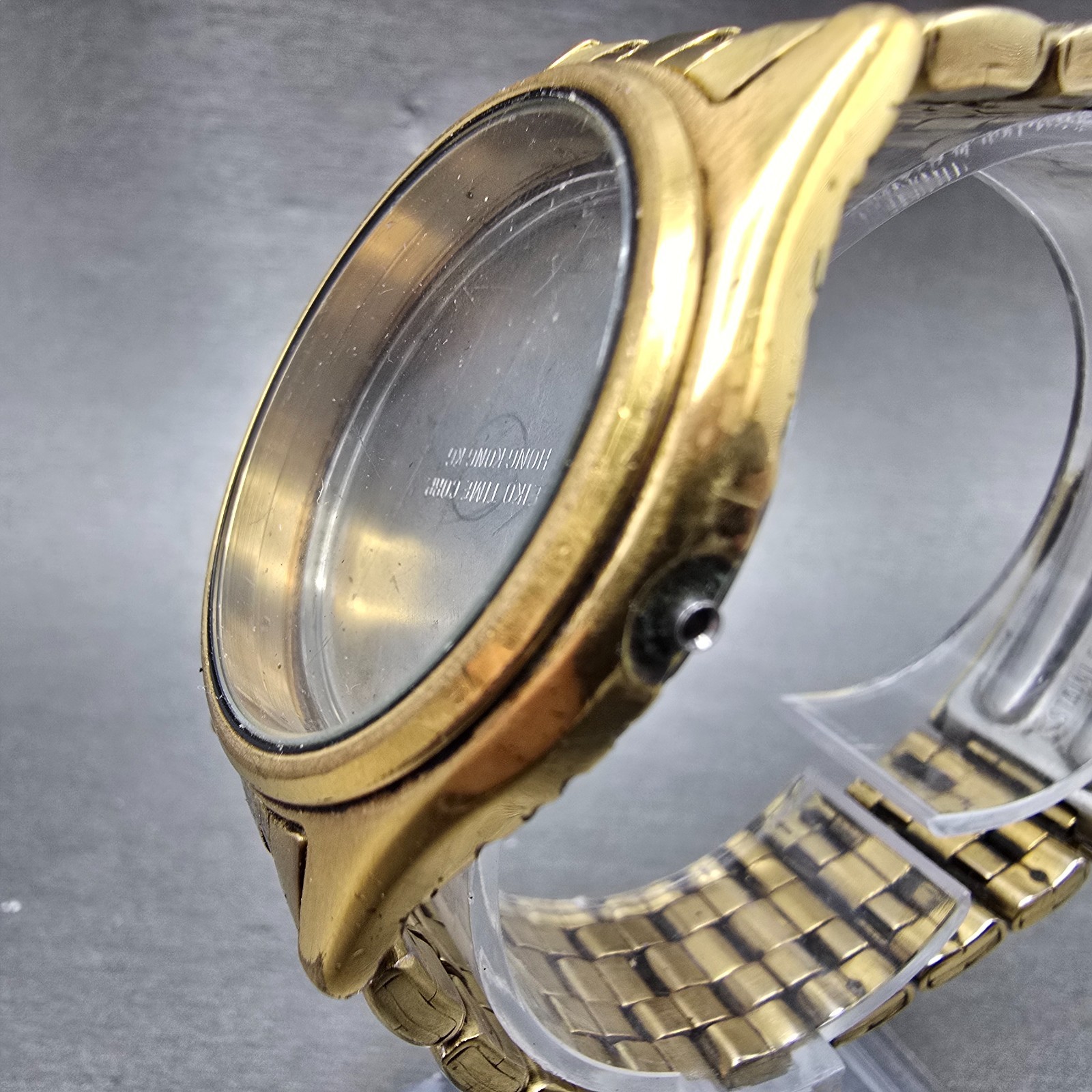 Seiko 7N43-9048 Watch Case & Bracelet Gold Tone Round 37mm W/Crystal Vintage