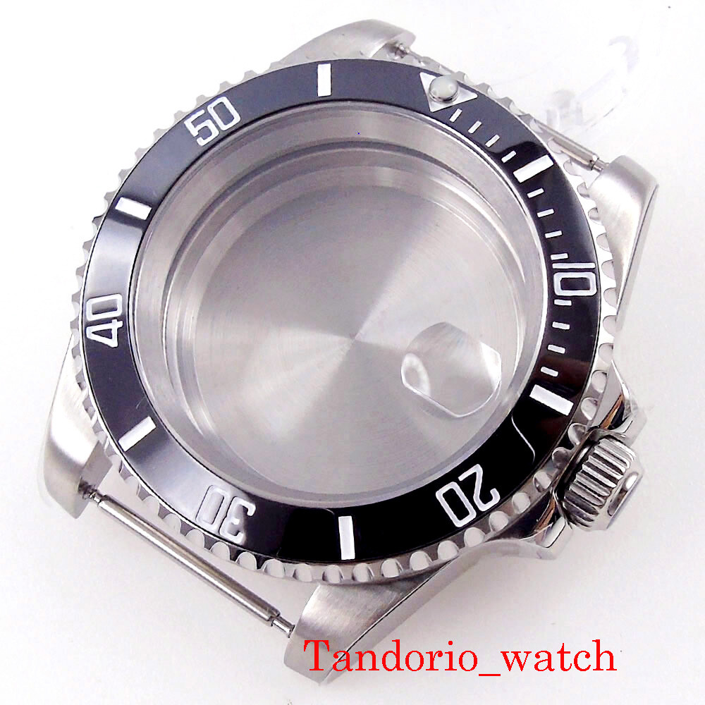 40mm Sapphire Glass Watch Case fit NH34A NH35A ETA2824 Miyota8215 Black Ceramic