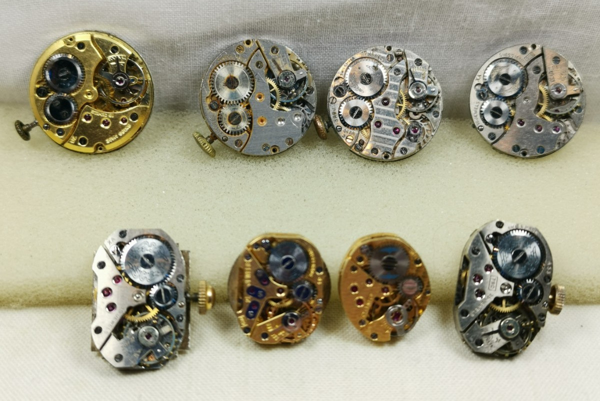 Lot 8 x Rotary Swiss Wristwatch Movements Repair/Parts