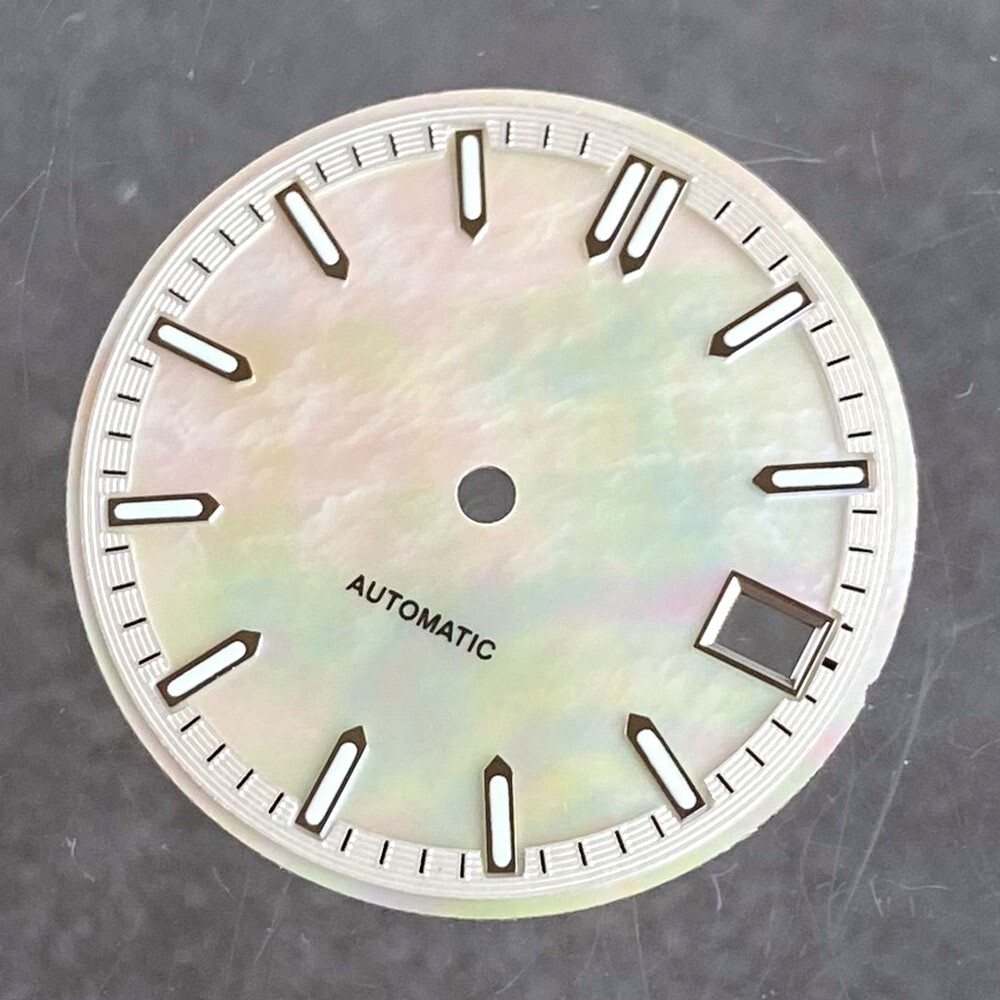 29mm Mother-of-Pearl Material Watch Dial Face For NH35 NH36 Movement Green Lume