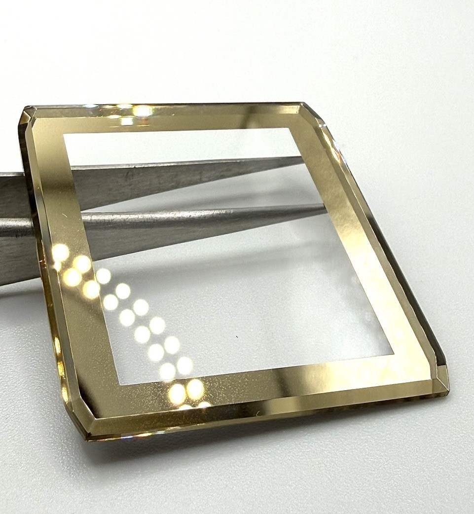 New Mineral Glass Crystal With Gold Trim Beveled Edge To Fit Bulova C9692056