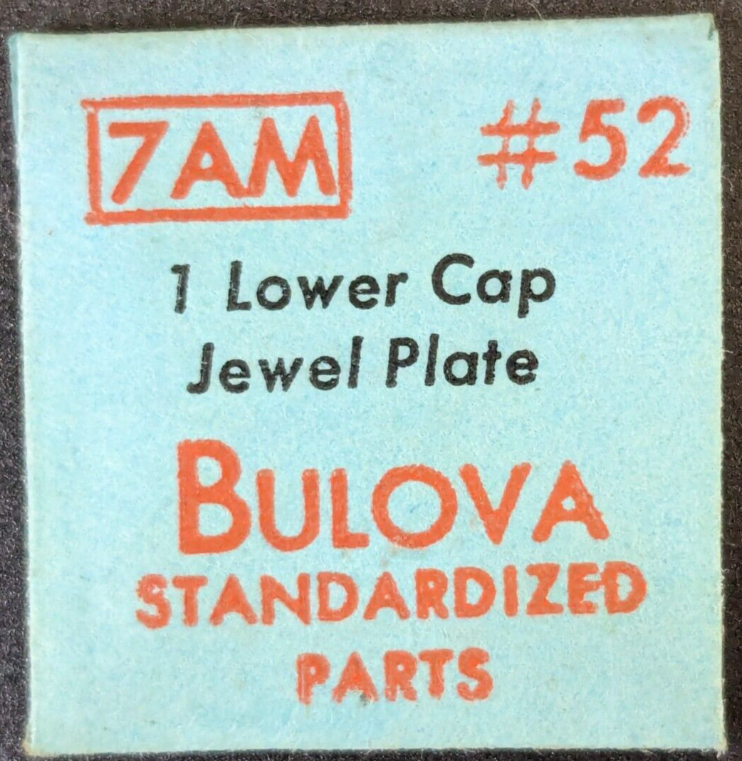 Genuine NOS Bulova Cal. 7AM Watch Lower Cap Jewel Plate – Part# 52