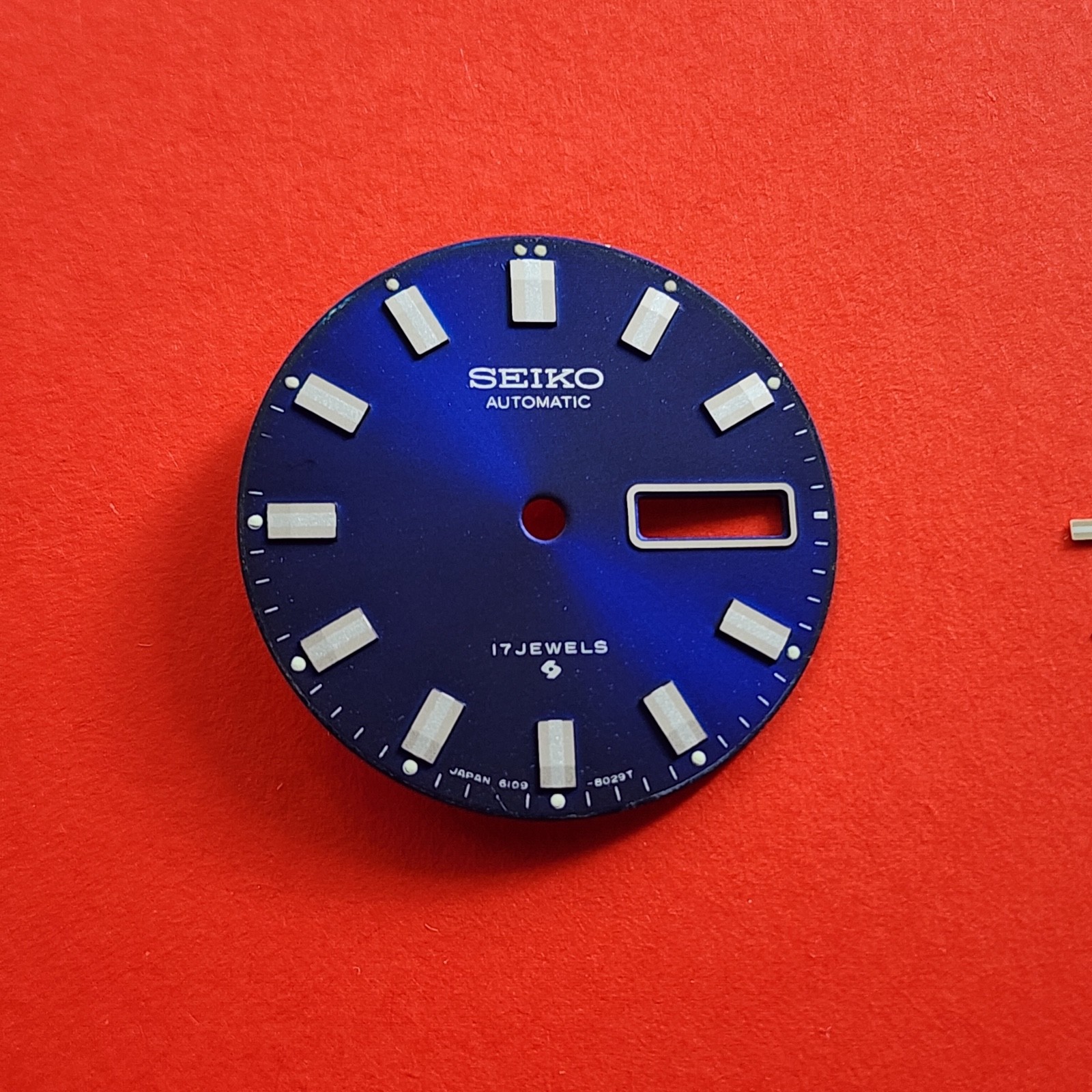 Seiko 6109 Automatic Parts Balance Rotor Crown Hands Blue Dial Watch 6109-8029