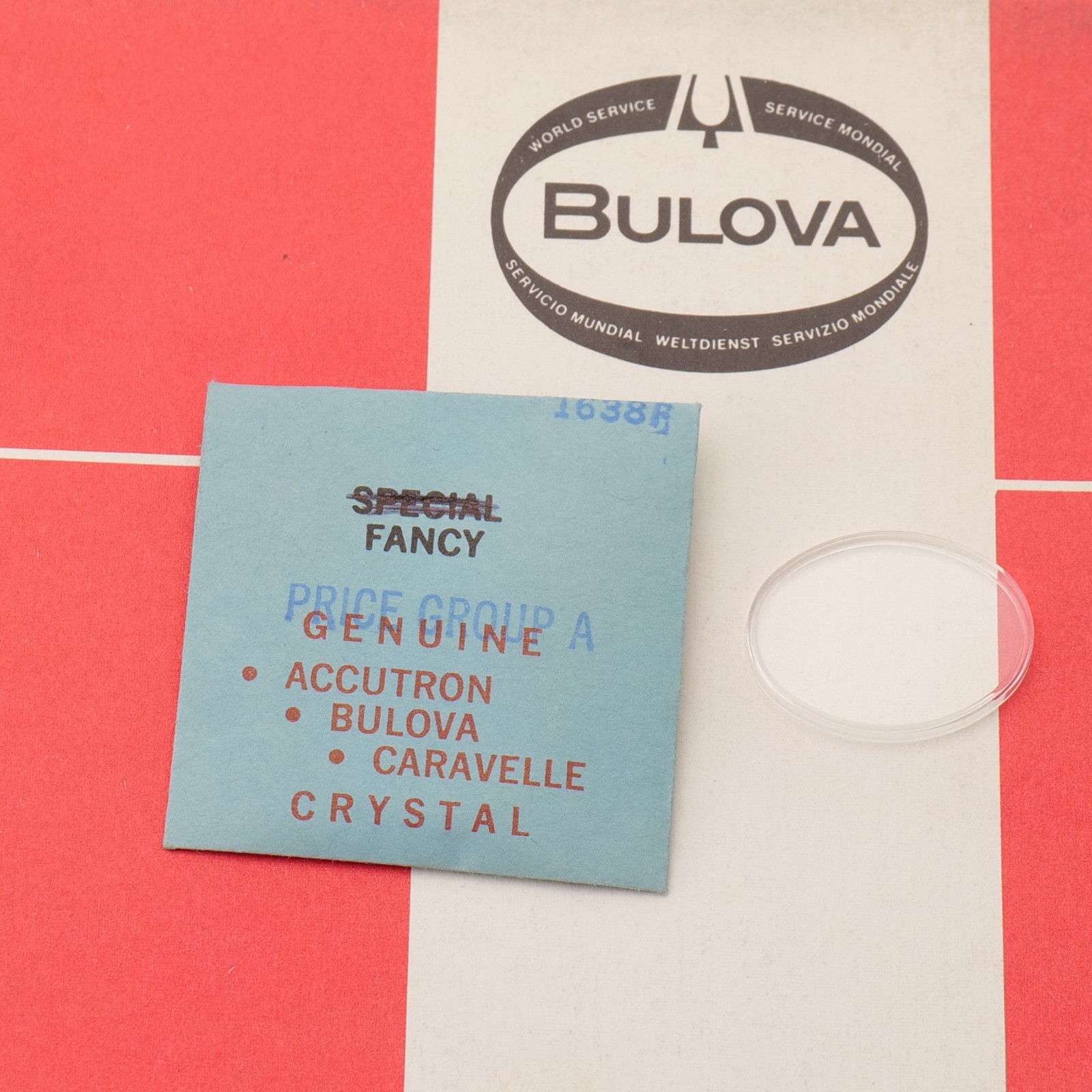 Original Genuine Bulova 1638F Crystal NOS Watch Part New Old Stock (C1D27)