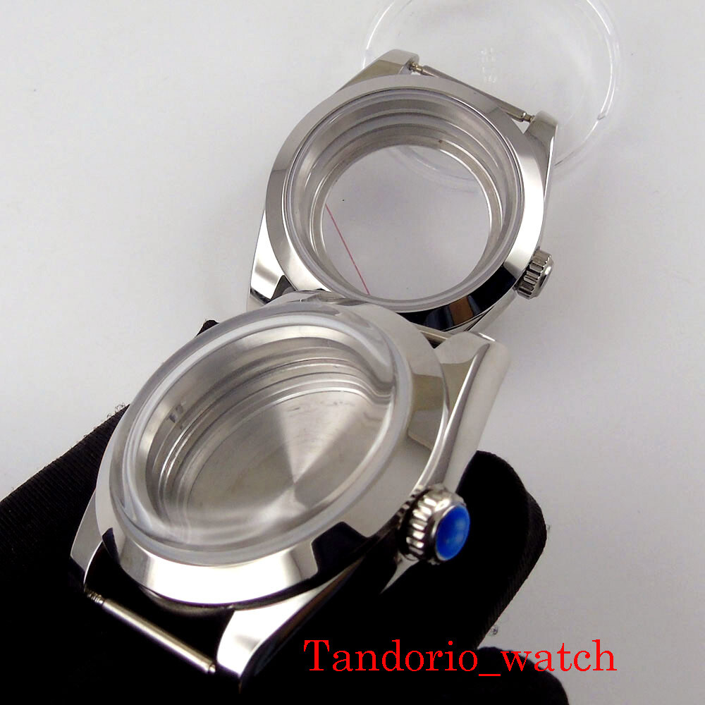 39mm Watch Polished Case Sapphire/Mineral Arched Glass Fit NH34 NH35 NH35A NH36A