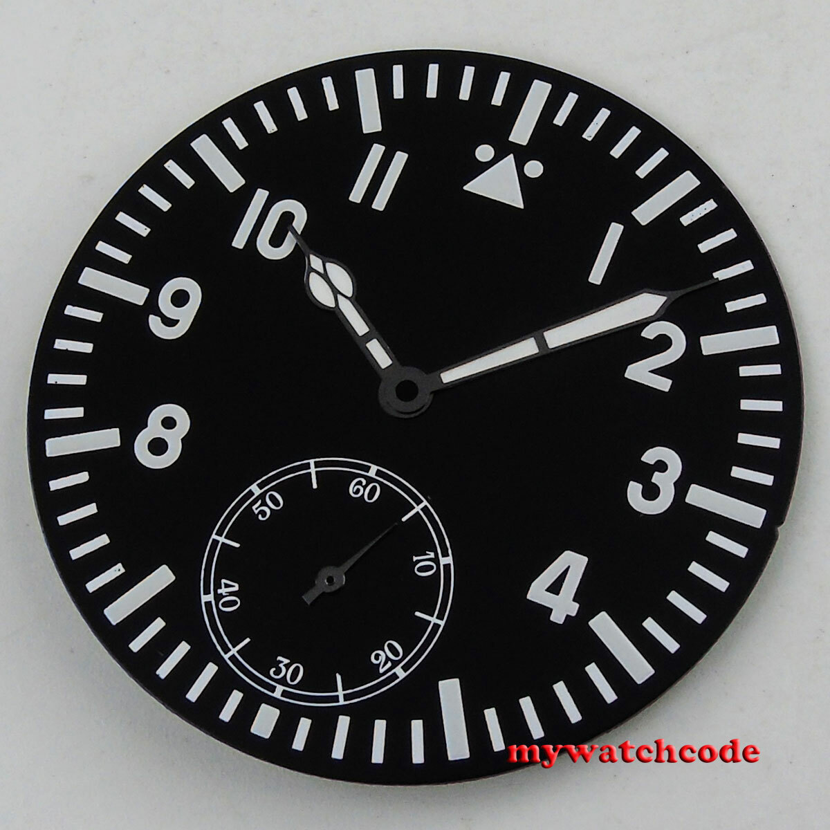 38.9mm black dial luminous gun hands fit ETA 6498 mens watch ( Dial+hands )
