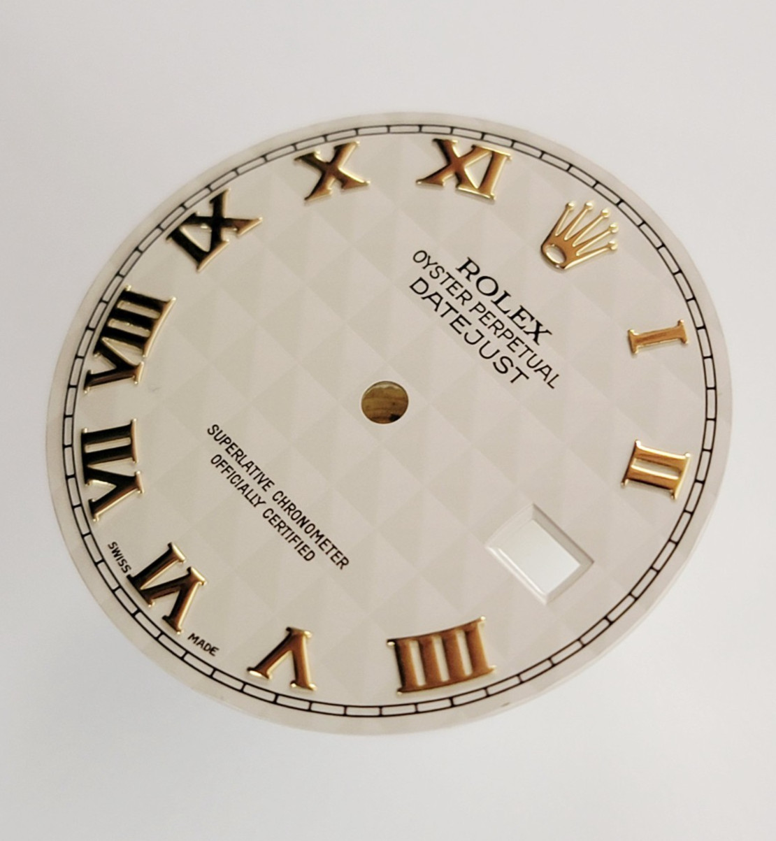 Genuine Rolex Dial DateJust 36mm Ivory Pyramid Y Roman RR 16013, 16233, 116233