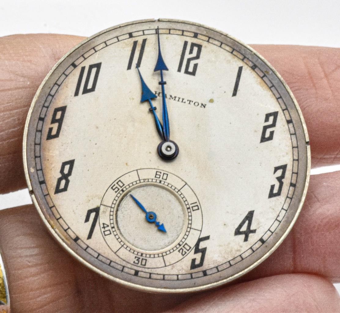Vintage RUNNING WELL Hamilton 916 – 17j Pocket watch Movement & Original Dial