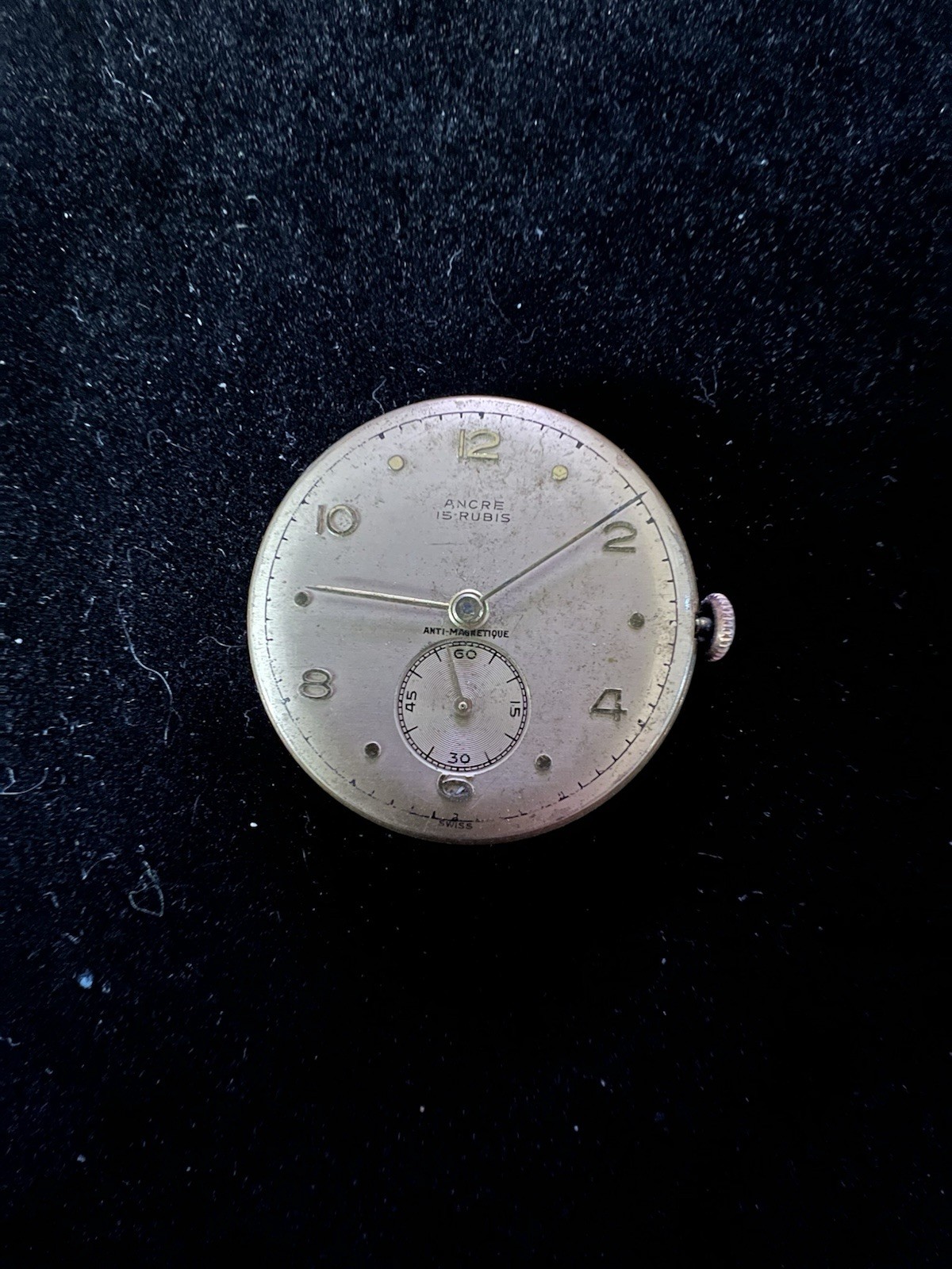 Vintage Solvil Cal.811 Mechanical Watch Movement (Runs), Caseback, Dial, Hands
