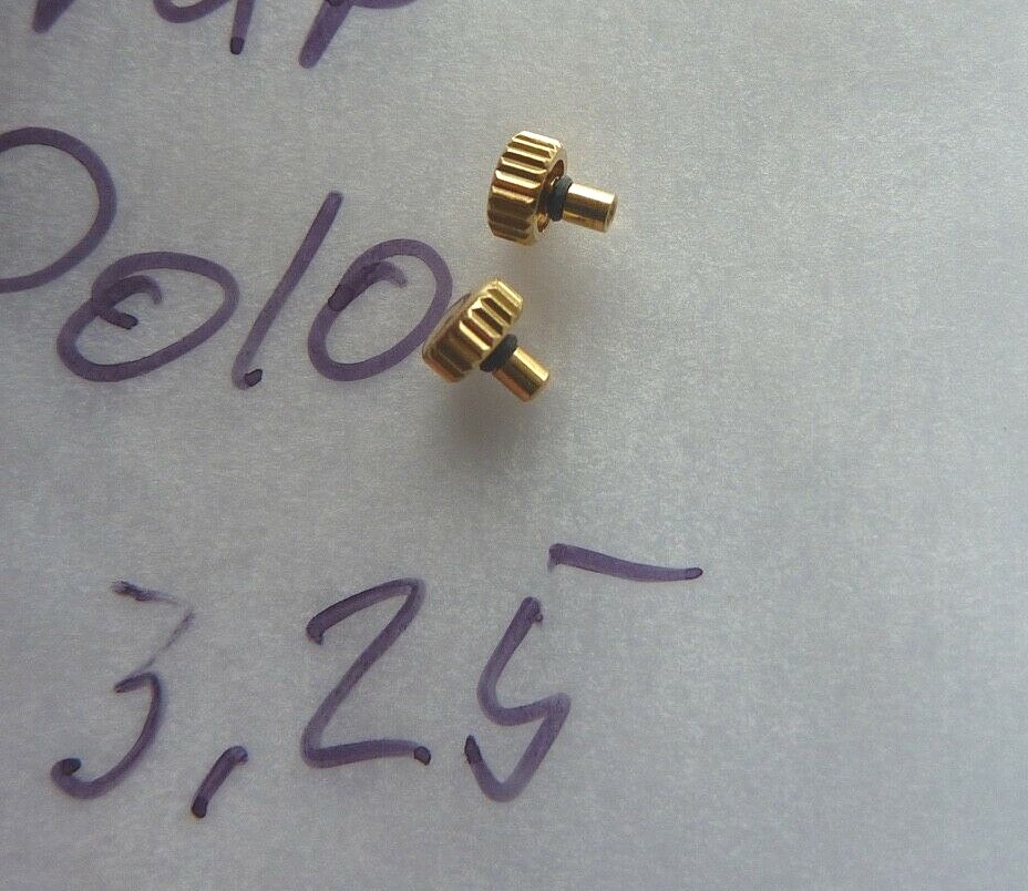 New Piaget Polo strap model yellow gold water res. crown 3.25mm for 0.8mm stem.