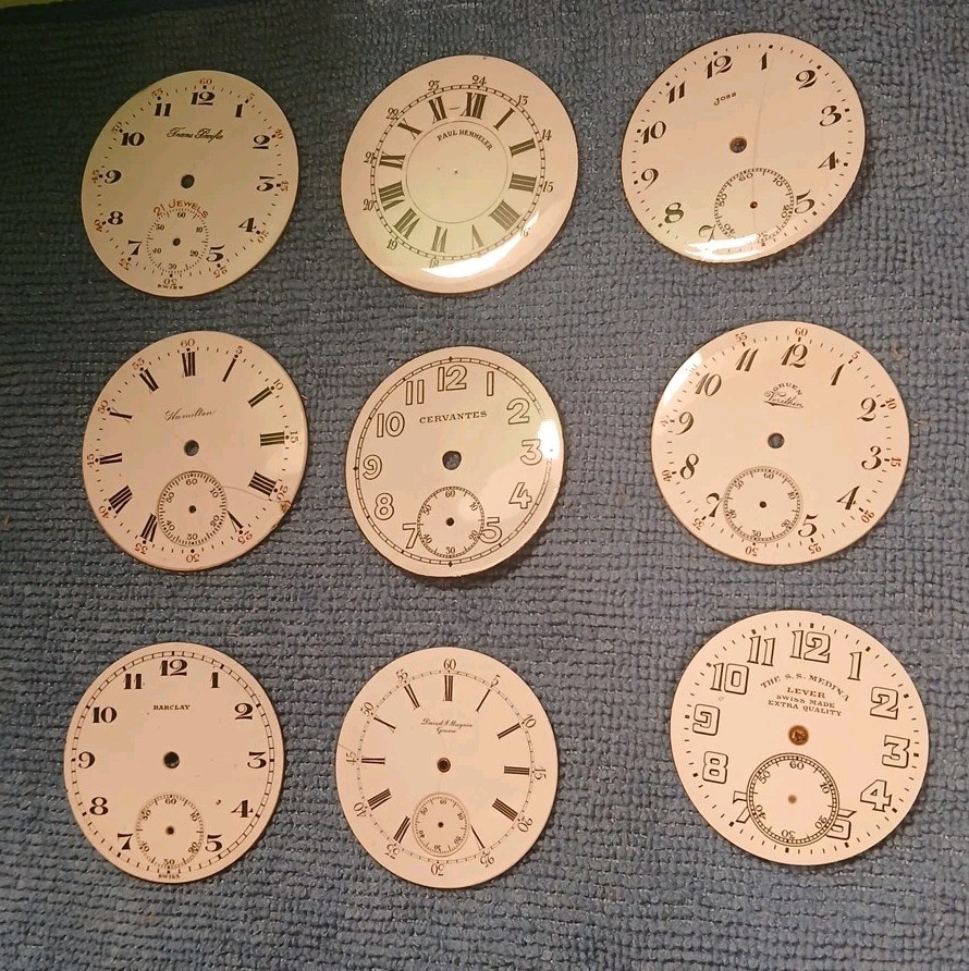 Lot Of 9~Watch Face~Barclay/Cervantes/Medina/Hamilton/Magnin/Trans Pacific/Gruen