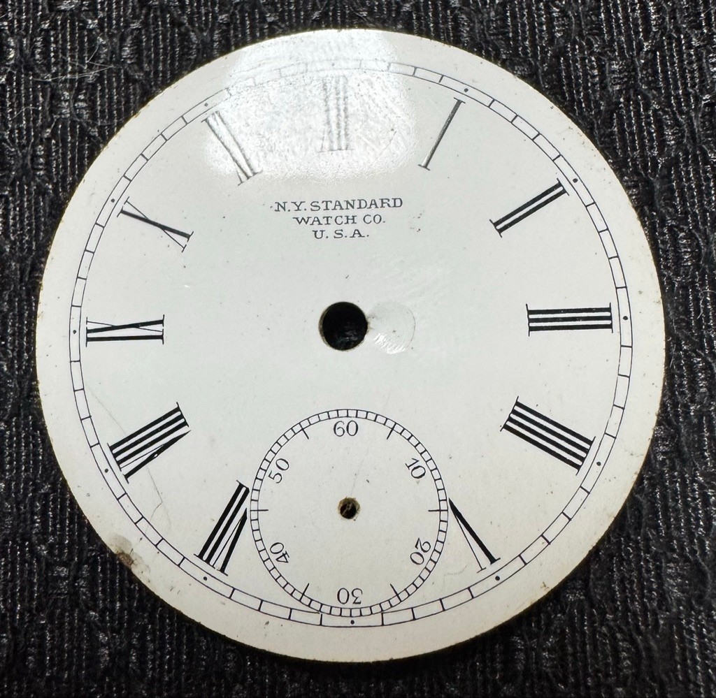 New York N.Y. Standard 18s Roman Numeral Pocket Watch Enamel Dial 44.77mm