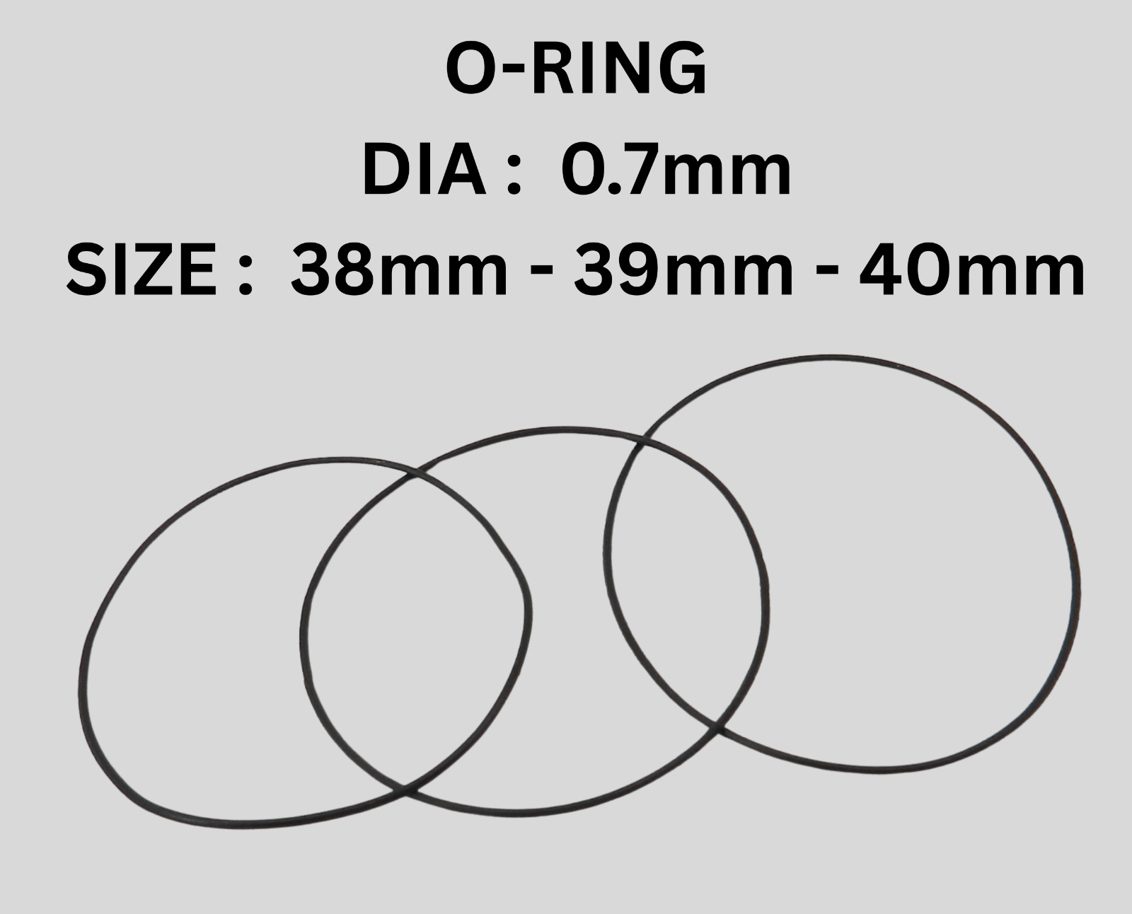 Rubber Watch Case Back O Ring Round Gasket 38mm – 39mm – 40mm Thick 0.7mm