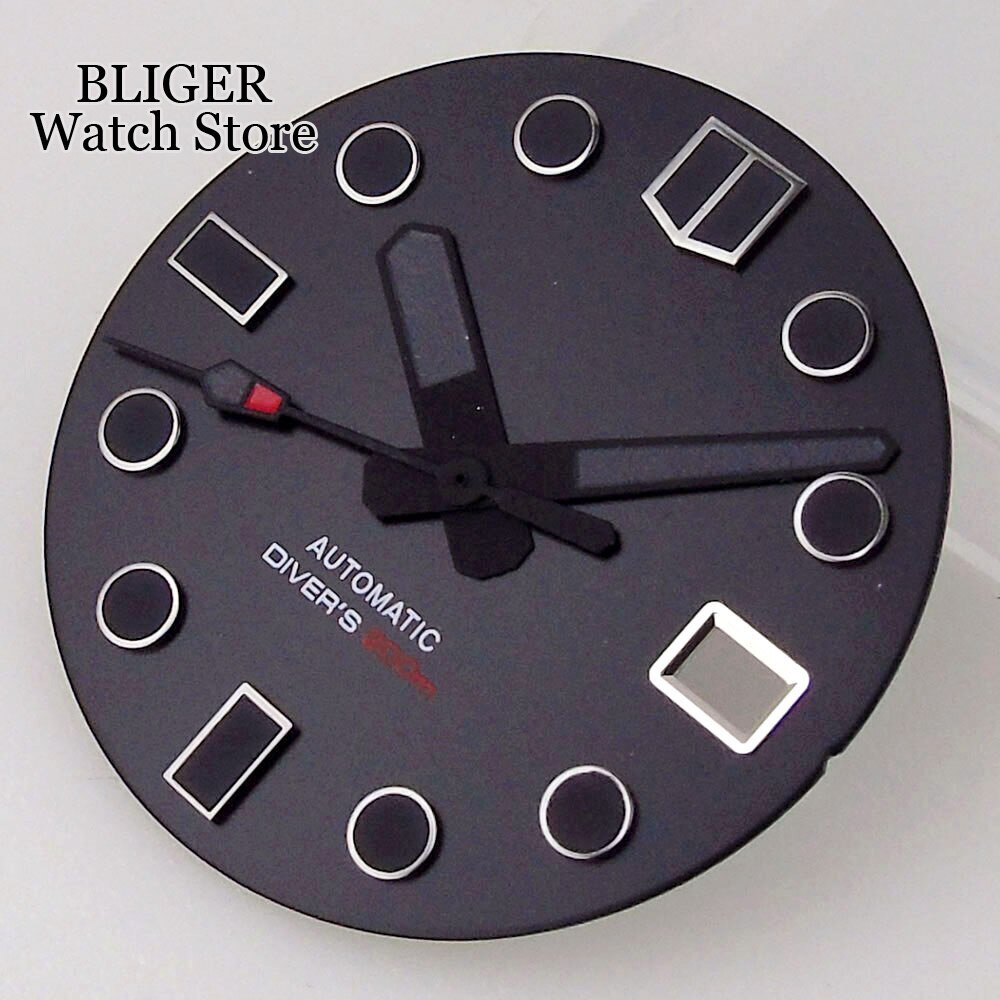 29mm Fit NH35 NH35A Watch Dial Black White Men Watch Lume Parts Accessories Set