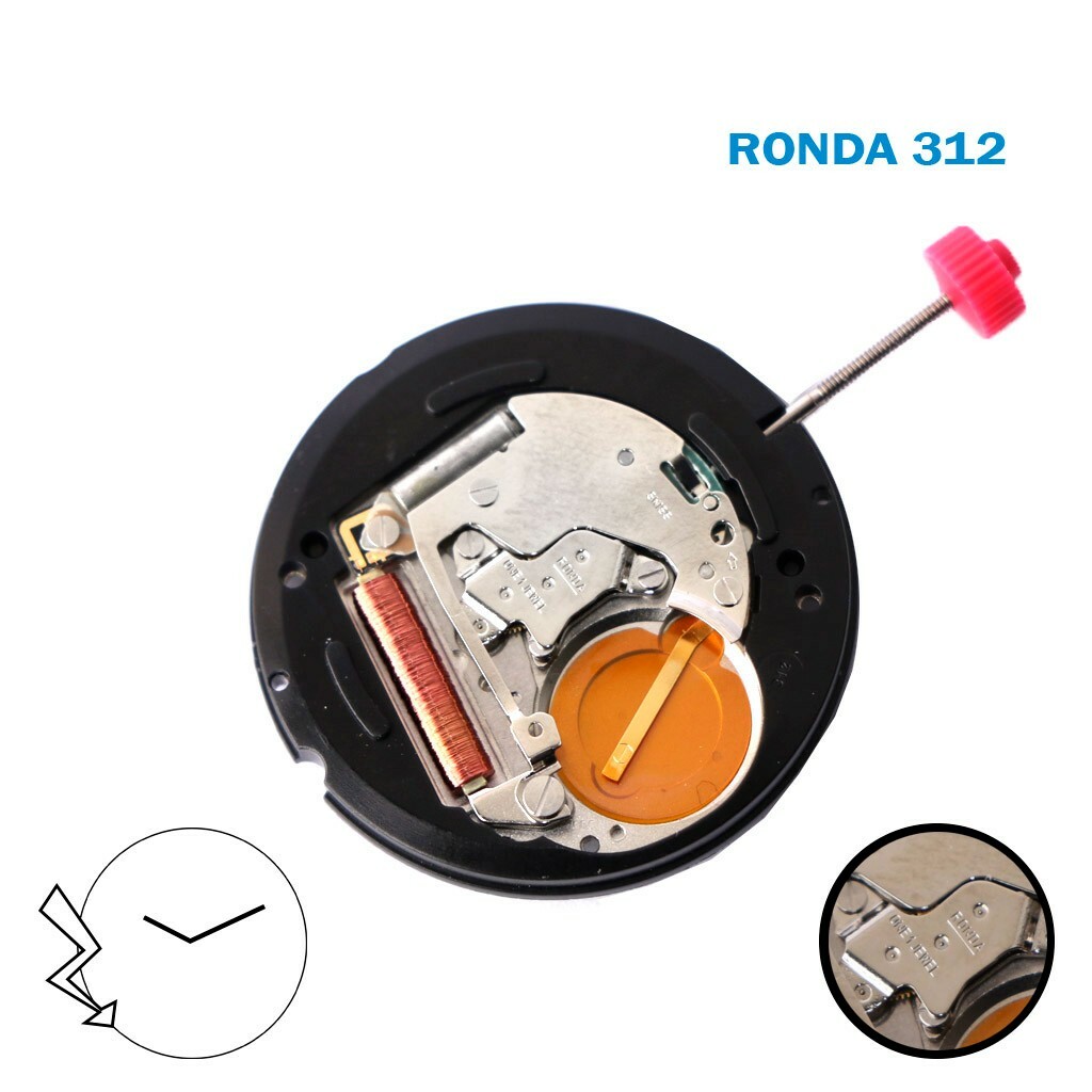 RONDA 312 SWISS🇨🇭 Made Quartz Movement , 2 Hands.