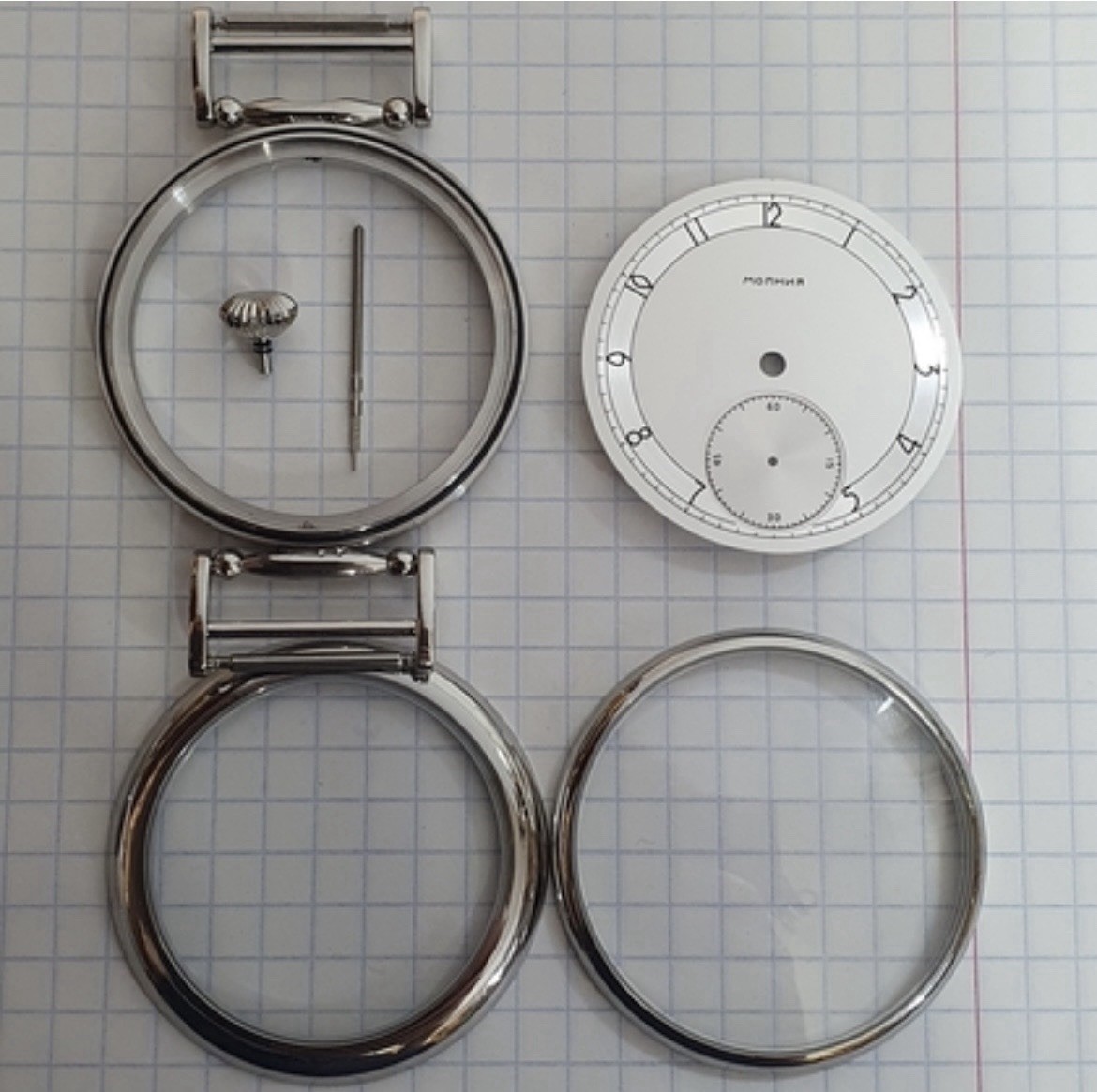 Molnija Marriage Watch Parts Set – Case Dial Hands – No Movement – Aftermarket