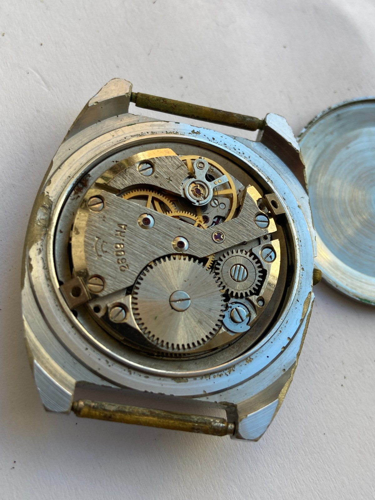 VINTAGE MEN WRIST WATCH PARTS NOT WORKING RAKETA TV CAL 2609 HA USSR