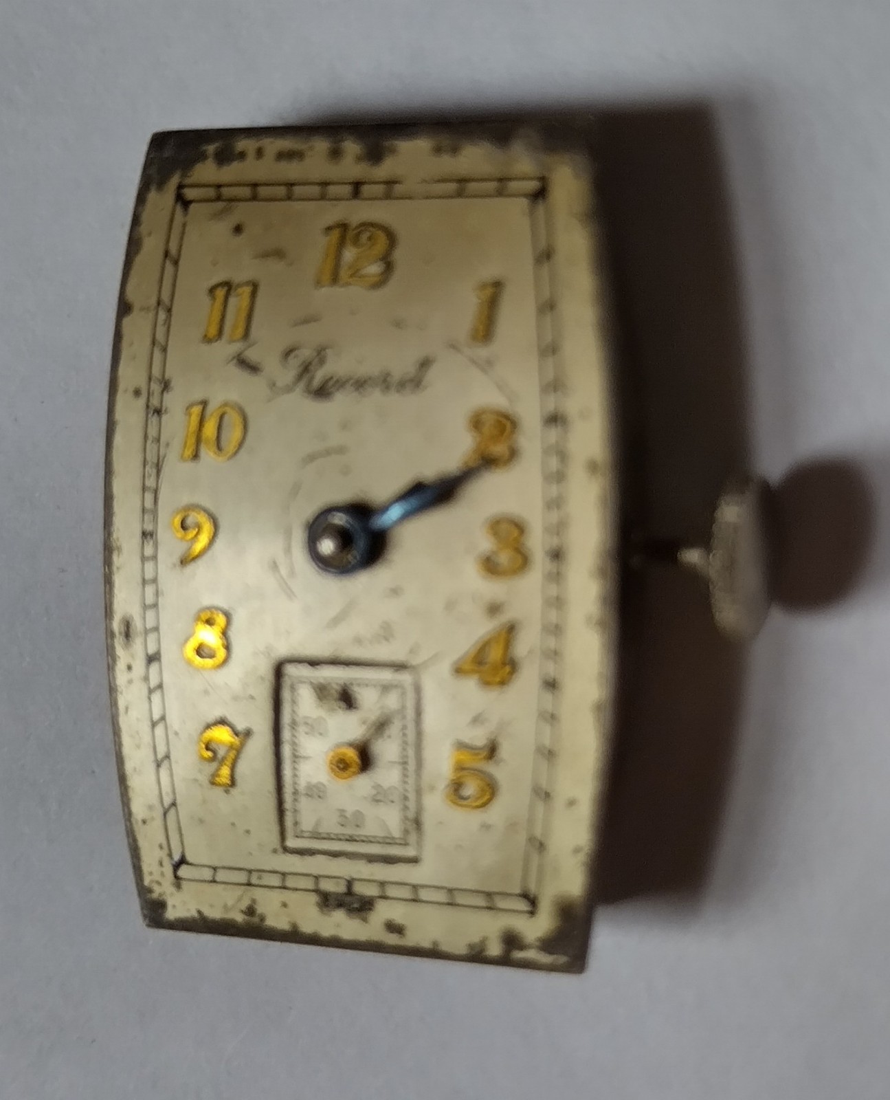 Vintage Record wristwatch movement barrel shape cal 118 17j.