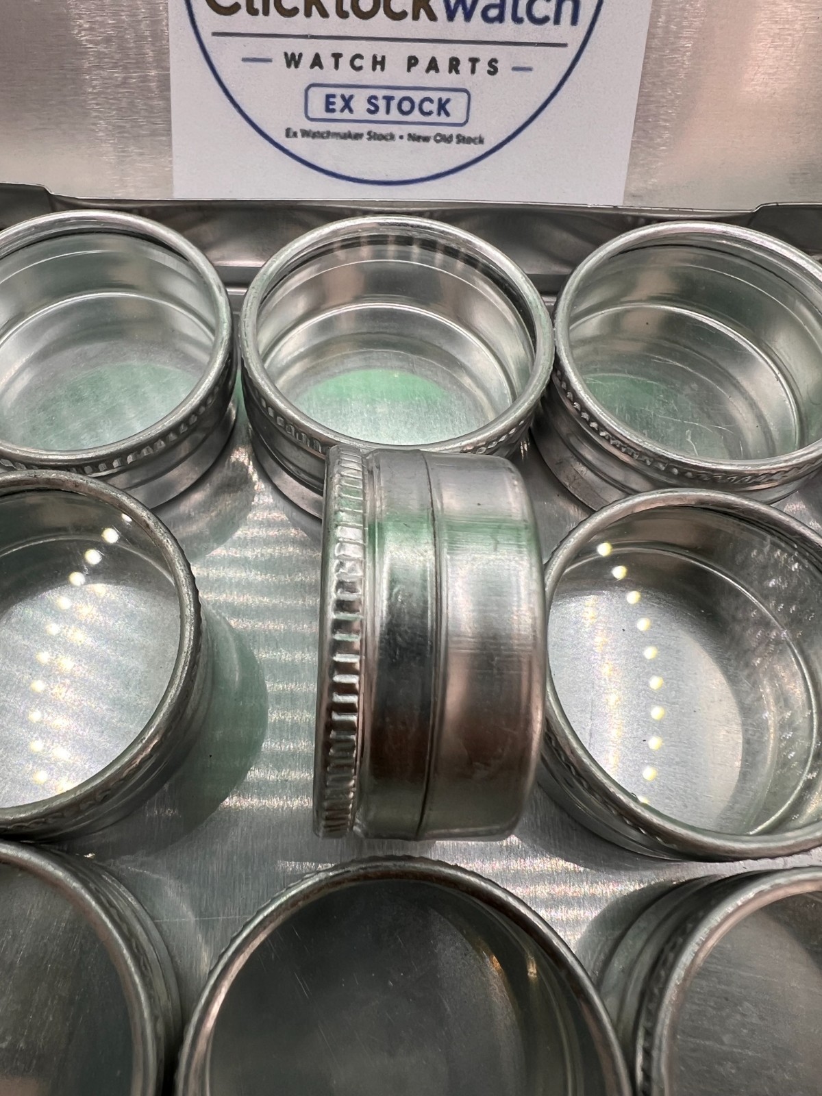 Watchmaker Aluminium Parts Storage Box 20 Clear Top Tins Watch Repair NOS