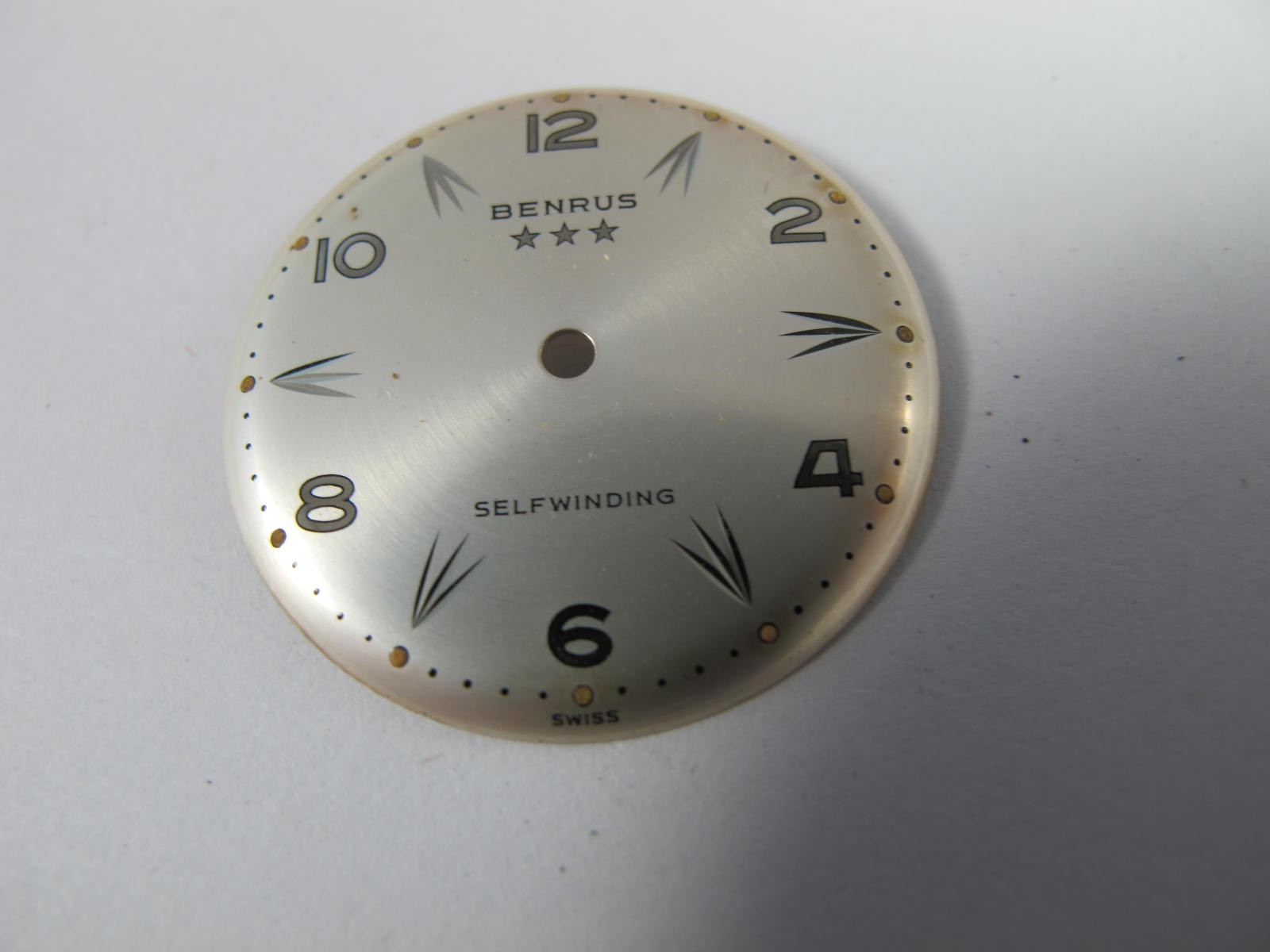 BENRUS MENS VINTAGE SELF WINDING OLD STOCK WATCH DIAL 27.45MM WILD MARKERS