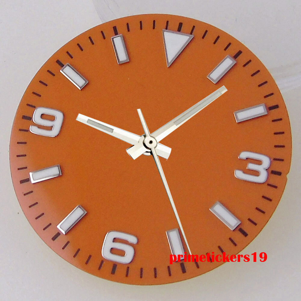 29mm Black/Blue/Orange Watch Dial Face Hands Green Lume Fit NH35 NH36 Movement